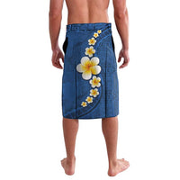 Polynesian Hibiscus and Plumeria with Tapa Pattern Lavalava Blue Color LT03 - Polynesian Pride