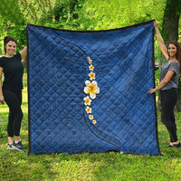 Polynesian Hibiscus and Plumeria with Tapa Pattern Quilt Blue Color LT03 - Polynesian Pride