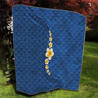 Polynesian Hibiscus and Plumeria with Tapa Pattern Quilt Blue Color LT03 - Polynesian Pride