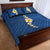 Polynesian Hibiscus and Plumeria with Tapa Pattern Quilt Bed Set Blue Color