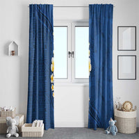 Polynesian Hibiscus and Plumeria with Tapa Pattern Window Curtain Blue Color LT03 - Polynesian Pride