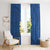 Polynesian Hibiscus and Plumeria with Tapa Pattern Window Curtain Blue Color