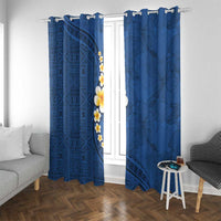 Polynesian Hibiscus and Plumeria with Tapa Pattern Window Curtain Blue Color LT03 With Grommets Blue - Polynesian Pride