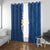 Polynesian Hibiscus and Plumeria with Tapa Pattern Window Curtain Blue Color