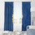 Polynesian Hibiscus and Plumeria with Tapa Pattern Window Curtain Blue Color