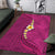 Polynesian Hibiscus and Plumeria with Tapa Pattern Area Rug Pink Color