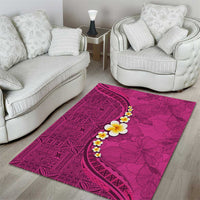 Polynesian Hibiscus and Plumeria with Tapa Pattern Area Rug Pink Color LT03 - Polynesian Pride