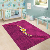 Polynesian Hibiscus and Plumeria with Tapa Pattern Area Rug Pink Color LT03 - Polynesian Pride
