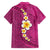 Polynesian Hibiscus and Plumeria with Tapa Pattern Family Matching Off Shoulder Maxi Dress and Hawaiian Shirt Pink Color