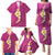 Polynesian Hibiscus and Plumeria with Tapa Pattern Family Matching Puletasi and Hawaiian Shirt Pink Color