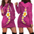 Polynesian Hibiscus and Plumeria with Tapa Pattern Hoodie Dress Pink Color