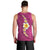 Polynesian Hibiscus and Plumeria with Tapa Pattern Men Tank Top Pink Color