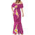 Polynesian Hibiscus and Plumeria with Tapa Pattern Mermaid Dress Pink Color