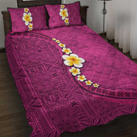 Polynesian Hibiscus and Plumeria with Tapa Pattern Quilt Bed Set Pink Color LT03 Pink - Polynesian Pride