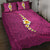 Polynesian Hibiscus and Plumeria with Tapa Pattern Quilt Bed Set Pink Color