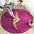 Polynesian Hibiscus and Plumeria with Tapa Pattern Round Carpet Pink Color