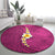 Polynesian Hibiscus and Plumeria with Tapa Pattern Round Carpet Pink Color