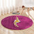 Polynesian Hibiscus and Plumeria with Tapa Pattern Round Carpet Pink Color