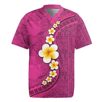 Polynesian Hibiscus and Plumeria with Tapa Pattern Rugby Jersey Pink Color LT03 Pink - Polynesian Pride
