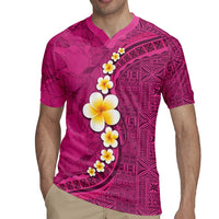 Polynesian Hibiscus and Plumeria with Tapa Pattern Rugby Jersey Pink Color LT03 - Polynesian Pride