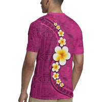Polynesian Hibiscus and Plumeria with Tapa Pattern Rugby Jersey Pink Color LT03 - Polynesian Pride