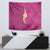 Polynesian Hibiscus and Plumeria with Tapa Pattern Tapestry Pink Color