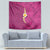 Polynesian Hibiscus and Plumeria with Tapa Pattern Tapestry Pink Color