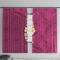 Polynesian Hibiscus and Plumeria with Tapa Pattern Window Curtain Pink Color LT03 With Hooks Pink - Polynesian Pride