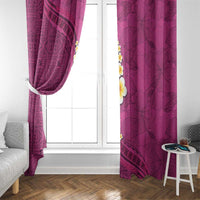Polynesian Hibiscus and Plumeria with Tapa Pattern Window Curtain Pink Color LT03 - Polynesian Pride