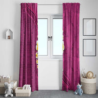 Polynesian Hibiscus and Plumeria with Tapa Pattern Window Curtain Pink Color LT03 - Polynesian Pride