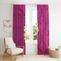 Polynesian Hibiscus and Plumeria with Tapa Pattern Window Curtain Pink Color LT03 - Polynesian Pride