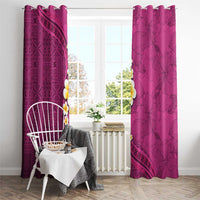 Polynesian Hibiscus and Plumeria with Tapa Pattern Window Curtain Pink Color LT03 - Polynesian Pride