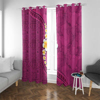 Polynesian Hibiscus and Plumeria with Tapa Pattern Window Curtain Pink Color LT03 With Grommets Pink - Polynesian Pride