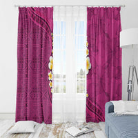 Polynesian Hibiscus and Plumeria with Tapa Pattern Window Curtain Pink Color LT03 - Polynesian Pride
