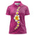 Polynesian Hibiscus and Plumeria with Tapa Pattern Women Polo Shirt Pink Color