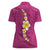 Polynesian Hibiscus and Plumeria with Tapa Pattern Women Polo Shirt Pink Color