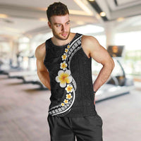 Pacific Hibiscus and Plumeria with Tapa Pattern Men Tank Top Black Color LT03 Black - Polynesian Pride