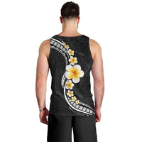 Pacific Hibiscus and Plumeria with Tapa Pattern Men Tank Top Black Color LT03 - Polynesian Pride