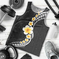 Pacific Hibiscus and Plumeria with Tapa Pattern Men Tank Top Black Color LT03 - Polynesian Pride