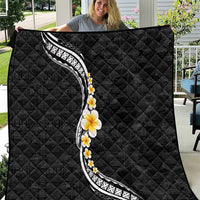 Pacific Hibiscus and Plumeria with Tapa Pattern Quilt Black Color LT03 Black - Polynesian Pride