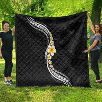 Pacific Hibiscus and Plumeria with Tapa Pattern Quilt Black Color LT03 - Polynesian Pride