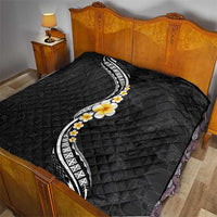 Pacific Hibiscus and Plumeria with Tapa Pattern Quilt Black Color LT03 - Polynesian Pride