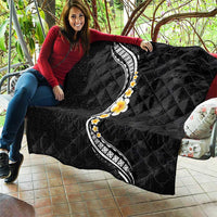 Pacific Hibiscus and Plumeria with Tapa Pattern Quilt Black Color LT03 - Polynesian Pride