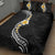 Pacific Hibiscus and Plumeria with Tapa Pattern Quilt Bed Set Black Color