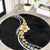 Pacific Hibiscus and Plumeria with Tapa Pattern Round Carpet Black Color