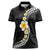 Pacific Hibiscus and Plumeria with Tapa Pattern Women Polo Shirt Black Color