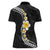 Pacific Hibiscus and Plumeria with Tapa Pattern Women Polo Shirt Black Color