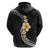 Pacific Hibiscus and Plumeria with Tapa Pattern Zip Hoodie Black Color