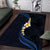 Pacific Hibiscus and Plumeria with Tapa Pattern Area Rug Dark Blue Color