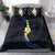 Pacific Hibiscus and Plumeria with Tapa Pattern Bedding Set Dark Blue Color